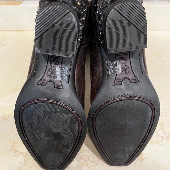 Vintage Ariat Womens 10006850 Brown Leather Rhinestone Cowgirl Boots Size 8B - Picture 3 of 8